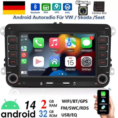 Für VW Golf 5 6 Plus Touran Caddy Jetta Autoradio Android 14 Apple Carplay NAVI - Bild 1 von 4