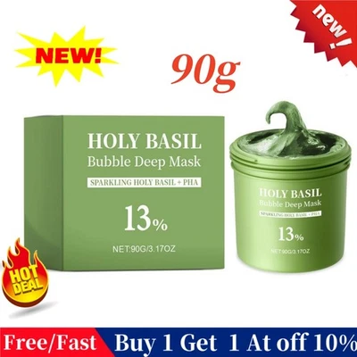 Holy Basil Bubble Mask - for all skin types - Deep Cleaning Facial Mask 90g- - Image 1 of 4