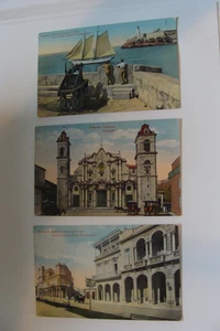 Havana Cuba Postcard lot of 3 unused vintage El Morro Cathedral El Prado - Imagen 1 de 2