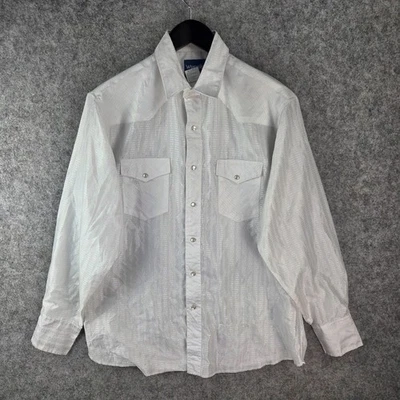 Wrangler Shirt Mens Large White Button Pearl Snap Long Sleeve Collared Western - Image 1 of 4