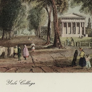 Vintage c 1960s Landscape Print Yale University New Haven CT Ariel Press - Picture 1 of 11
