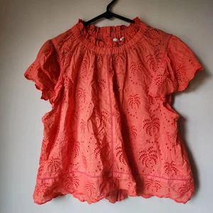Top donna Jennifer & Grace taglia XL camicia manica corta occhielli corallo palme - Foto 1 di 11
