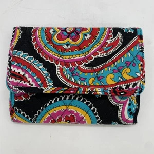 Vera Bradley Black Multi-color Parisian Paisley Tri-fold Euro Wallet - Picture 1 of 7