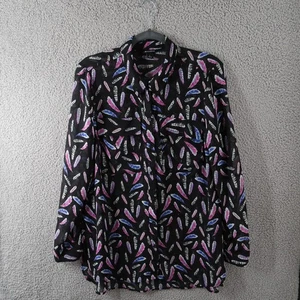 Camisa I Love Ronson para mujer grande transparente lengüeta enrollable manga larga botones en el corazón - Imagen 1 de 12