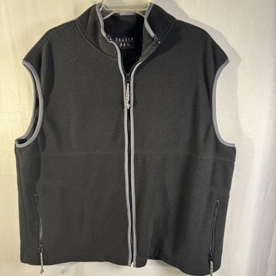Trader Bay Mens Fleece Zip Vest Black Gray Trim Sleeveless Outdoor Size 2XL - Image 1 of 4