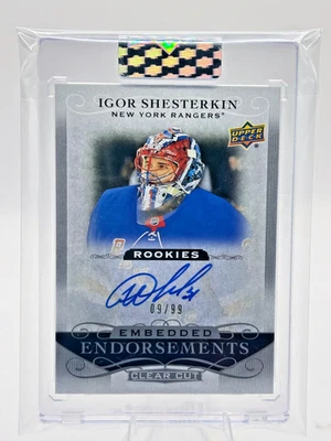 2019-20 UD CLEAR CUT Igor Shesterkin Rookie Embedded Endorsements Auto 09/99 - Image 1 of 2