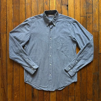 Рубашка на пуговицах Gustin Twill Chambray западная рабочая одежда мужская M синяя серая - Изображение 1 из 4