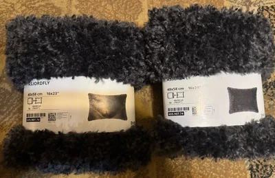 Fundas de cojín IKEA Asjordfly 16x23" gris oscuro nuevas/lote de 2 Foto 1 de 4