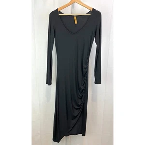 RACHEL PALLY Midikleid seitlich gerafft Langarm Stretch Jersey schwarz Größe M - Bild 1 von 9