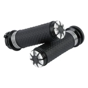 Custom Chrome Solar Flare Grips for Harley-Davidson Throttle by Wire model 08-UP - Picture 1 of 2