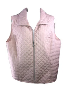 Christopher & Banks PxL VEST Petite Zip Up Quilted Collared Pink 🧡 - Picture 1 of 8