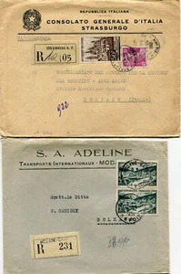 FRANCE  (Y803)  1951/53  two registered letter stamped  to  ITALY - Imagen 1 de 2