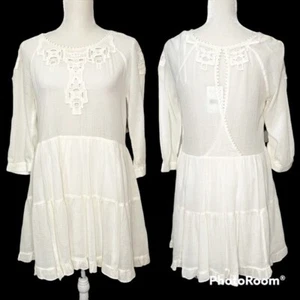 ¡NUEVO! Free People Gauzy Algodón Crochet Encaje Babydoll Vestido Marfil Playa Talla S - Imagen 1 de 10