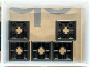 LEGO Parts - Black Brick 2 x 2 x 2/3 Ribbed with Axle Hole - No 71752 - QTY 5 - Picture 1 of 1