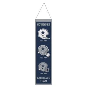 "Dallas Cowboys NFL Heritage Banner bestickte Wolle 8"" x 32" - Bild 1 von 1