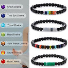 7 Chakra Healing Flat Stone 5mm Onyx Reiki Yoga Energy Bead Bracelets Jewelry US