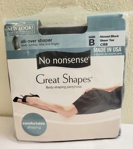 No Nonsense Great Shapes Size B Almost Black, All Over Shaper Pantyhose CB8 New - Picture 1 of 2