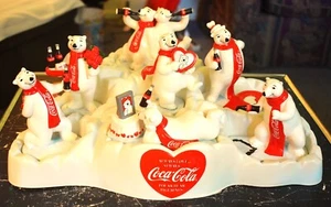 Coca-Cola 1997 RARE complete Polar Bear Valentine 7 pc. Display Set, Clean Mint - Picture 1 of 15