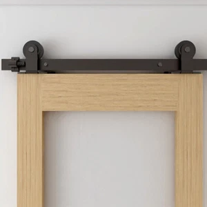 1.8/2M Top Mount Sliding Barn Door Hardware Kit For Single Wood Door Smoothly - Picture 1 of 18