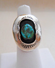 Vintage Sterling  Silver Southwest Turquoise Nugget Shadow Box  Ring  321808
