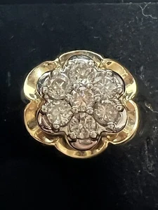 “CARTIER” Men’s 14 KT Gold Diamond Cluster Ring SI / I-J Color Size 12 Vintage - Picture 1 of 8