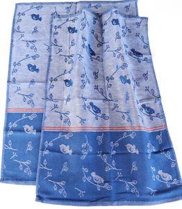 2 paños de cocina Piepmatz Kracht paños de cocina medio lino pájaro hoja zarcillo azul - Imagen 1 de 5