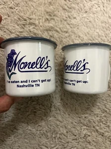 2- Monell’s Restaurant Dining Nashville Tennessee Metal Coffee Tea Cups - Picture 1 of 7