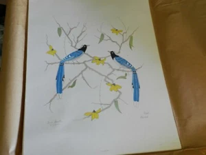 Moran signed limited edi 200  Blue Mag Pies  1982 Lithograph  print 25" x 19" - Picture 1 of 2