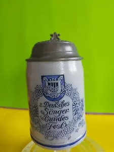 Antiker bierkrug mit Zinndeckel, Nürnberg, 1912, 8. Deutsches Sänger Bundes Fest - Bild 1 von 11