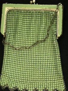 Green Metal Mesh Witting Davis 1920’s Flapper Chain Purse. EUC - Picture 1 of 6