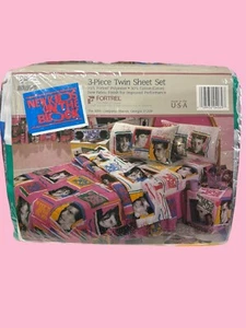 New! Vintage 1990 New Kids On The Block NKOTB 3pc Twin Sheet Set USA - Picture 1 of 3