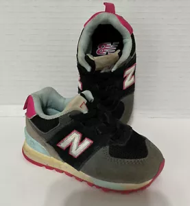 New Balance Sz 5 Toddler Shoes Girls Sneaker Multicolor Black, pink, blue SUEDE - Picture 1 of 4