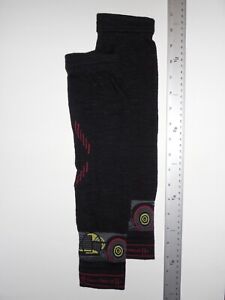 SMARTWOOL Arm Warmers Unisex S/M Black Gray Green Red Accents Lt Wt No Padding
