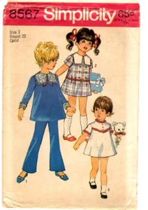 Vintage 1960s Simplicity Sewing Pattern Girl's DRESS TUNIC PANTS 8567 Sz 3 UNCUT - Picture 1 of 4