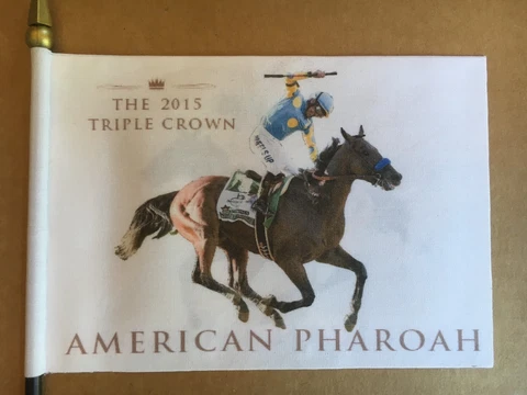AMERICAN PHAROAH  * Triple Crown Winner * Horse Racing  Mini Desk Flag 4" x 6" Cover