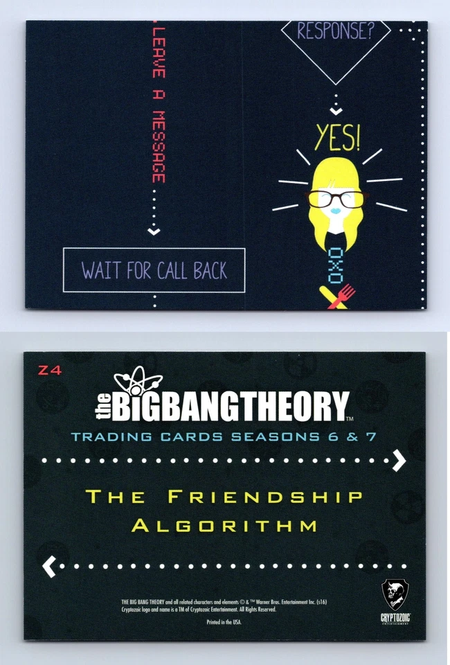 Big Bang Theory #Z4 Season 6/7 Cryptozoic 2016 Friendship Algorithm Puzzle Card - Image 1 of 1