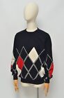 Ballantyne Luxury Men Black Wool & Cashmere Geometric Pattern Knitted Jumper 54