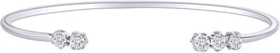 1/2Ct Natural Diamond Adjustable Five Stone Cuff Bracelet 925 Sterling Silver - Image 1 of 2