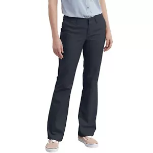 Dickies - Women's Flat Front Stretch Twill Pant, Slim Fit Bootcut, Dark Navy, 8 - Picture 1 of 3