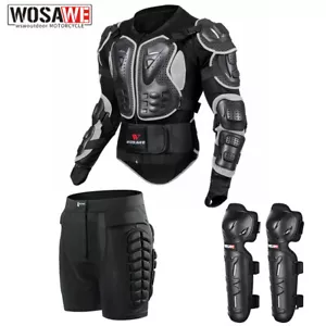 WOSAWE Motorcycle Armor Jacket Impact Shorts Protector Set MTB Racing Knee Pads - Picture 1 of 24