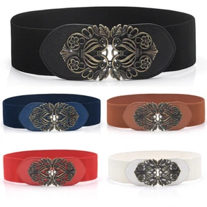 Women Ladies Wide Fashion Belt Women Black Cinch Waist Belt Elastic Stretch - Bild 1 von 22