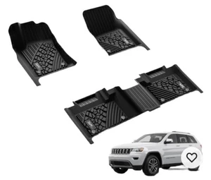3W TPE Floor Mats For 2016-2021 Jeep Grand Cherokee All Weather Custom Fit Black - Picture 1 of 3
