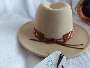 NEW - Time and Tru Beige With Studded Band Rancher Cowboy Hat - Picture 1 of 5