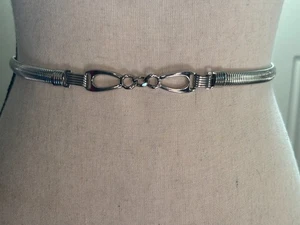 Vintage 1970s-80s Silver Tone Stretchy Snake Chain Belt for Women Made in USA - Picture 1 of 8