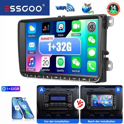 32G Android14 Autoradio Carplay GPS NAVI für VW GOLF 5 6 Plus Polo Passat Touran - Bild 1 von 4