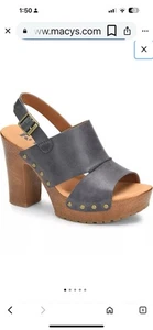 Korks Womens Blue Kristian Sandals Size 9 Platform Heel Leather Slingback Studs - Picture 1 of 8