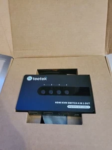 Steetek HDMI KVM Switch 4 In 1 Out 4K@30Hz W/USB 2.0 Black Plastic Open Box New - Bild 1 von 3
