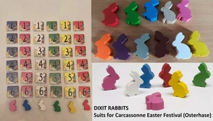 DIXIT spare tiles, rabbits. Bunnies suits for Carcassonne Easter festival too - Picture 1 of 1