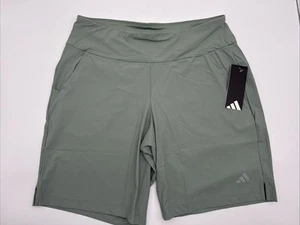 $60 Adidas Women's Bermuda Ultimate Stretch Shorts -Pale Sage -Medium -New Tags - Picture 1 of 6