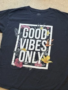 T-shirt uomo Good Vibes Only taglia large nera floreale - Foto 1 di 6